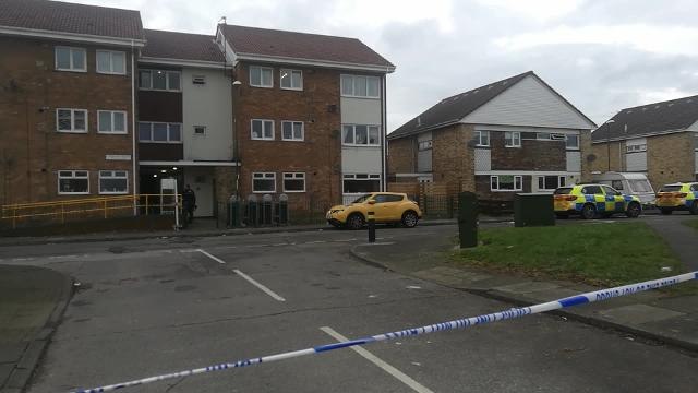 Armed police on the scene at flats in South Shields
