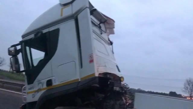 Impact protection vehicle damaged by an accident in Scotland