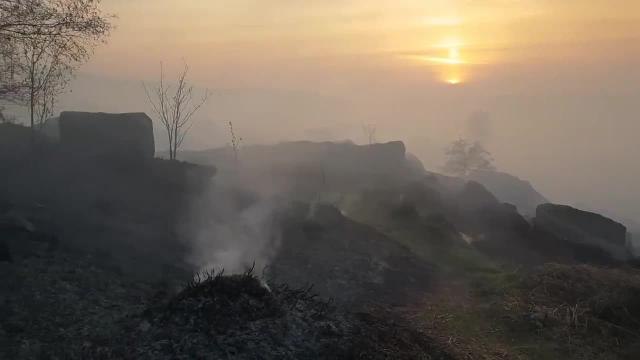 Fire crews at the scene of the fire on Ilkley Moor