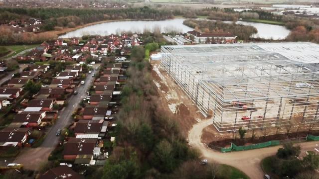 Drone footage over the Blakelands warehouse