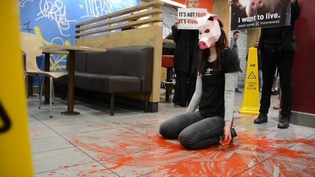Protesters at Brighton McDonald's in London Road