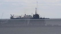 Huge Brent Bravo oil platform off Hartlepool coast ahead of arrival at Able UK yard