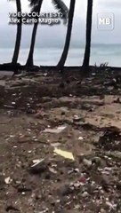 The famous stretch of white beach at Boracay Island is desolated