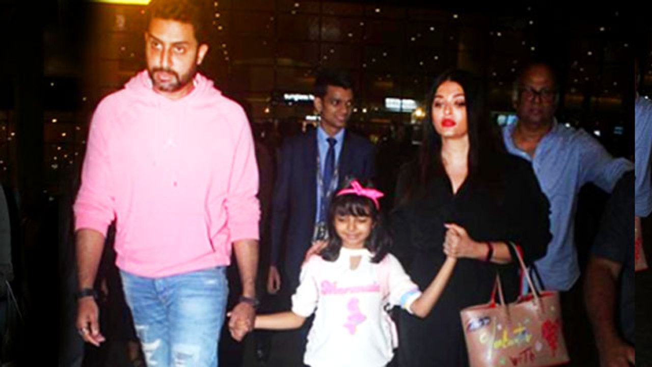 Aaradhya, Aishwarya And Abhishek Spotted At Airport