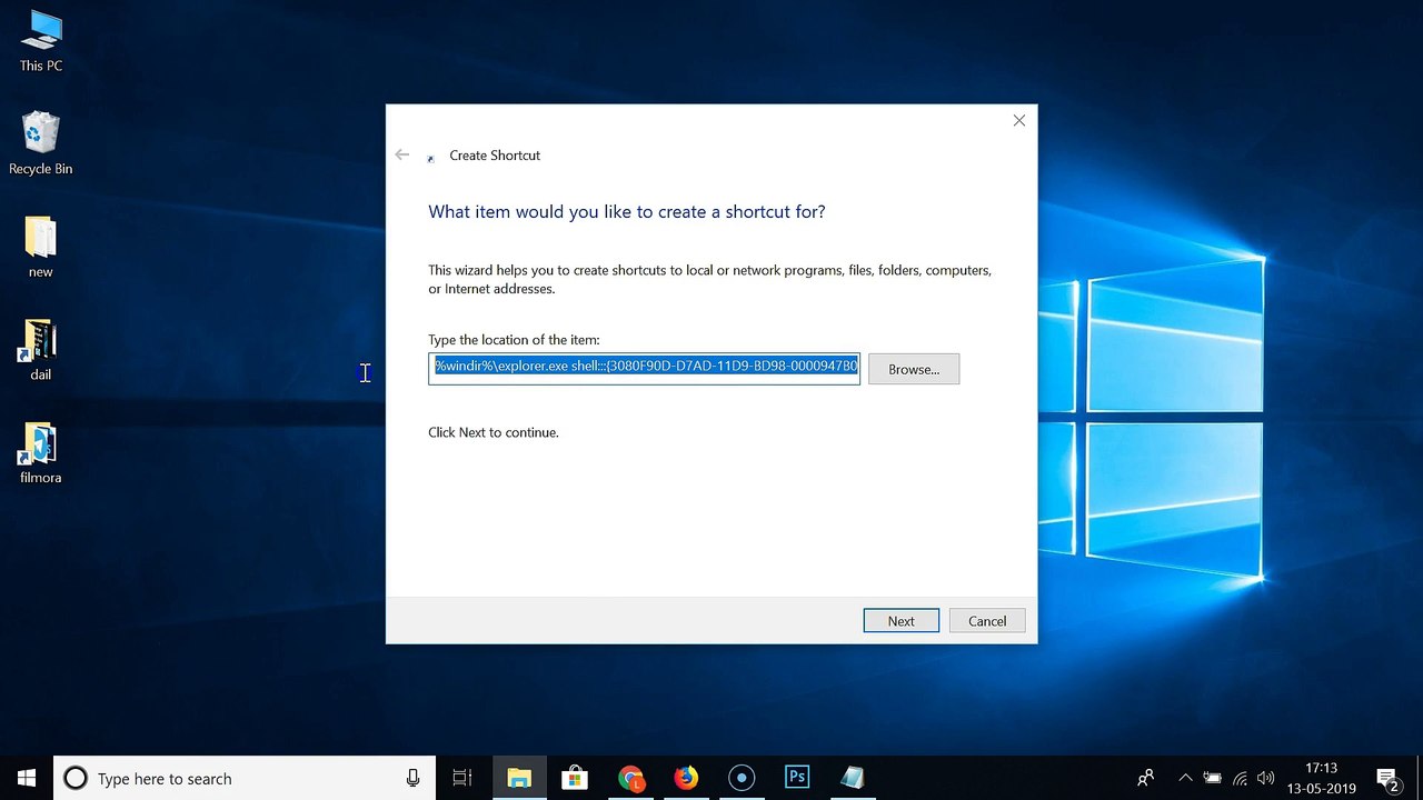 How to Add a 'Show Desktop' Icon to Taskbar in Windows 10?