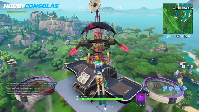 Fortbyte #38 en Fortnite: con el traje Vendetta en la plataforma celeste más al norte