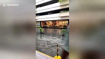 Shopping mall flooded after heavy rain in the Philippines