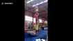 Amazing acrobats in Moscow create impressive human tower