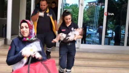 Rüzgarın kırdığı ağaç insanların üzerine böyle devrildi