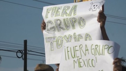 Manifestantes piden quitar concesión a minera Grupo México por derrame tóxico