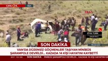 Van'da düzensiz göçmenleri taşıyan minibüs devrildi