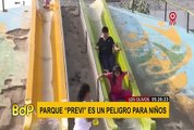 Los Olivos: niños en peligro por juegos infantiles de parque en mal estado