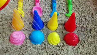 PLAY WITH ICE CREAM CONES AND RAINBOW SHOVELS! LEARN COLORS AND NUMBERS!