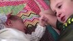 Little Boy Cries and Sings Lullaby to Newborn Sister