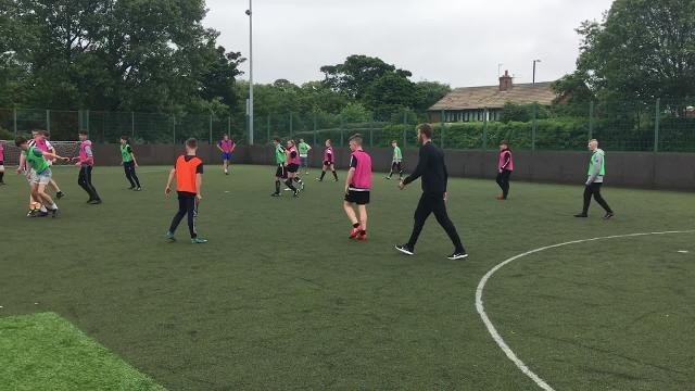 Michael Carrick at the launch of Carrick's Kicks in North Shields