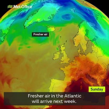 Cooler air moving towards Northern Ireland