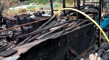 Burned out allotment at Belle Isle Leeds