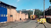 Firefighters at the scene of the blaze at Jewson in Moor Road