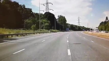 Man takes dog for walk on the M62