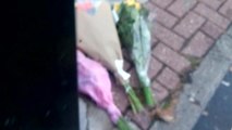 Flowers at the site where a Sunderland woman was stabbed