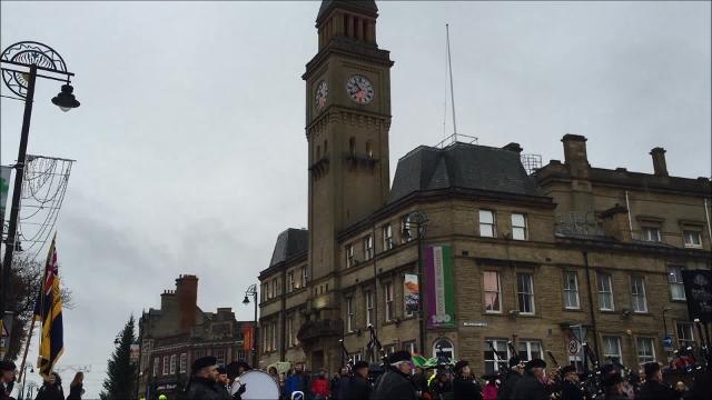Pipers parade through Chorley marking 100 years since end of First World War