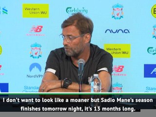 Klopp disappointed with lack of off-season for Mane