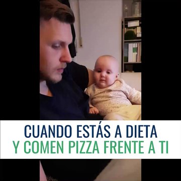 Cuando estás a dieta y comen pizza frente a ti