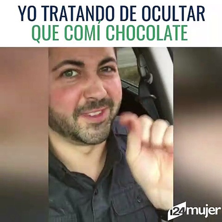 Yo tratando de ocultar que comí chocolate