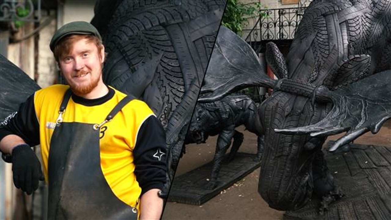 Wenn alte autoreifen zu kunstwerken werden