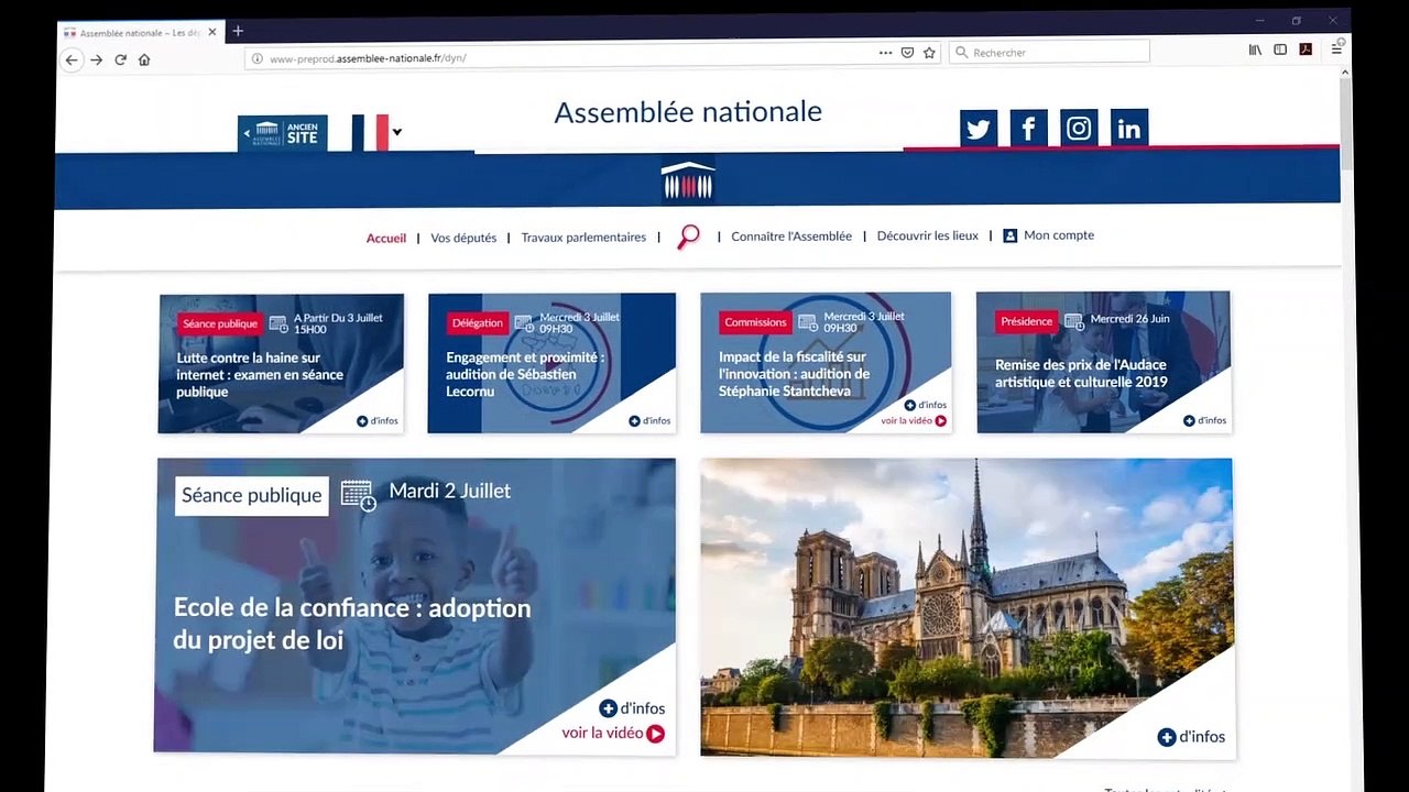 Tutoriel fonctionnalités "mon compte" du site de l'Assemblée nationale - Jeudi 18 juillet 2019