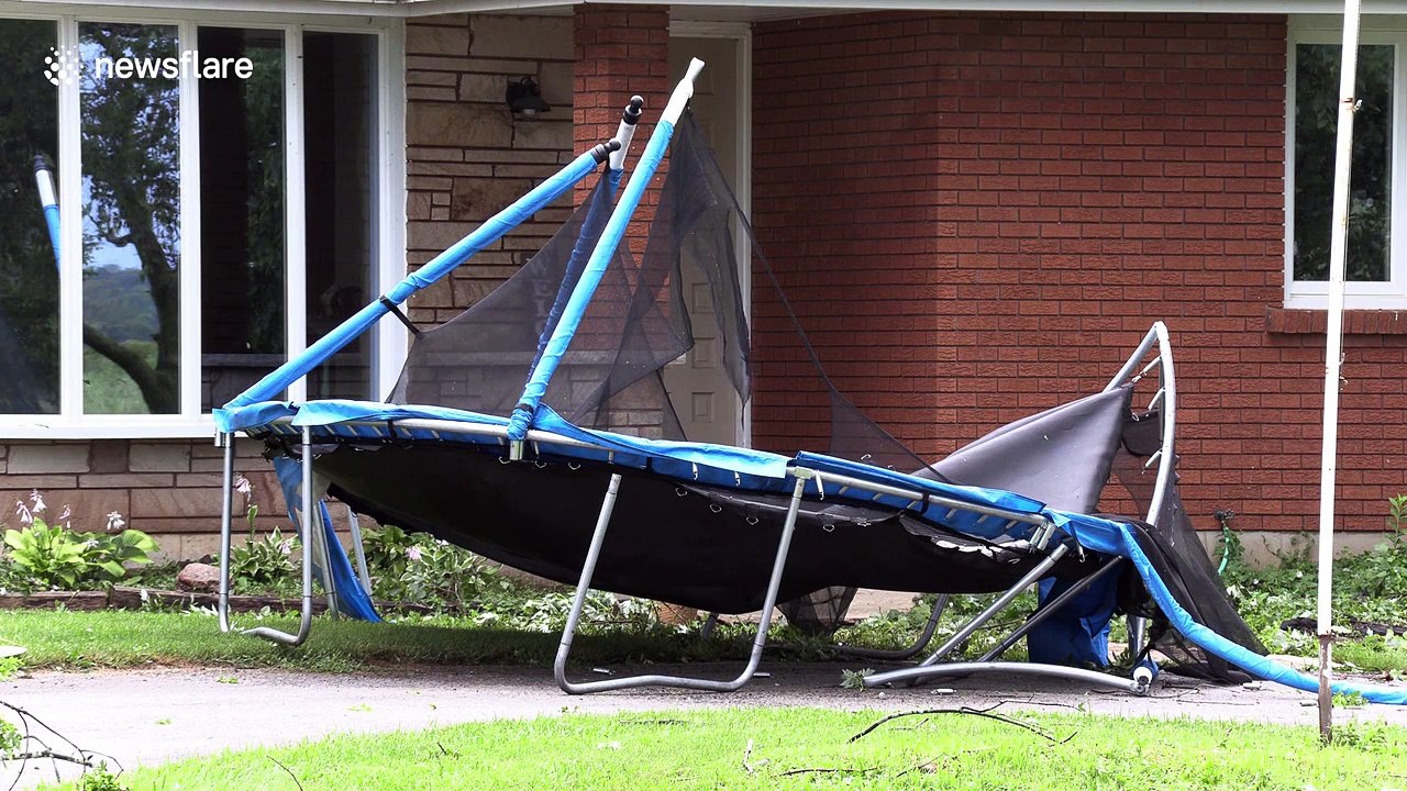 Severe storm damage in Caledonia, Ontario, amid a heatwave