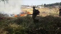 Grande incêndio entre os Bairro XIV de Novembro e Guarujá mobiliza Bombeiros
