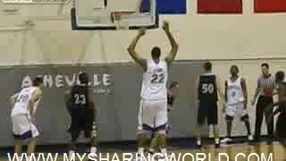 HUGE COLLEGE BASKETBALL PLAYER , DUNKS WITHOUT JUMPING