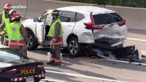 Sad scene on Toronto highway after someone whose car had mechanical problems is hit by another car