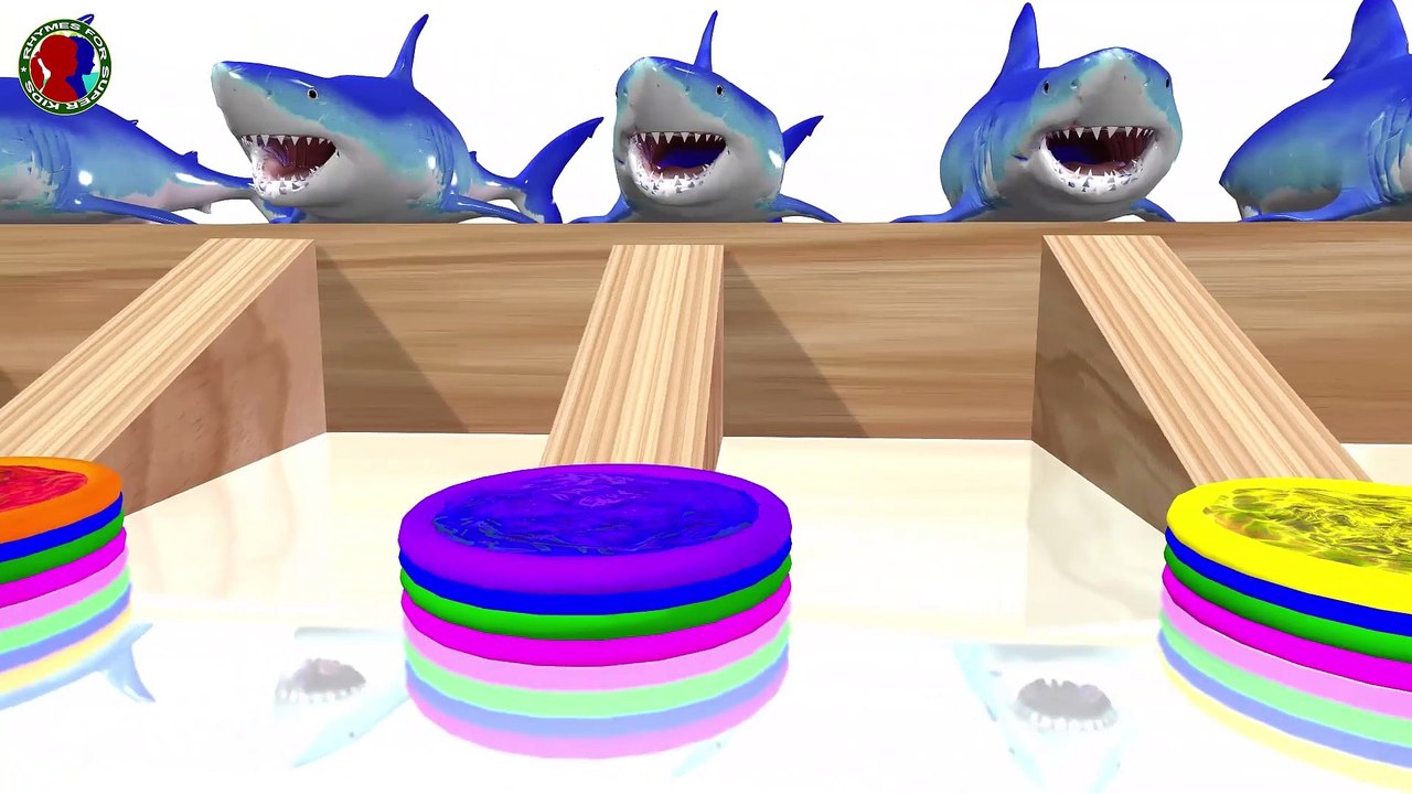 Learn Colors With Shark For Childrens || Color Water ||Green Blue Orange Purple Yellow