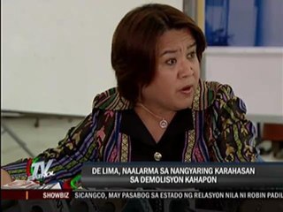 Download Video: DOJ chief alarmed over violence in QC demolition