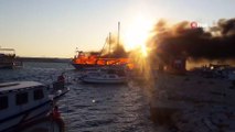 İzmir'de gezi teknesi alev alev böyle yandı