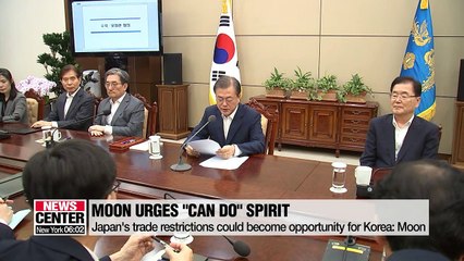 Moon says Koreans they can overcome challenges of Japan's export restrictions