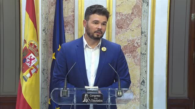 Rufián califica de irresponsable y negligente el discurso de Pedro Sánchez en el debate de investidura