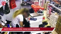 Sultangazi'de sahte parayla alışveriş yapan kadın kamerada