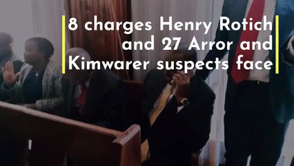 8 charges Henry Rotich and 27 Arror and Kimwarer suspects face