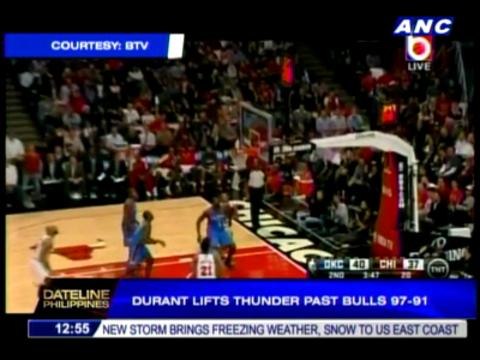 Durant lifts Thunder past Bulls