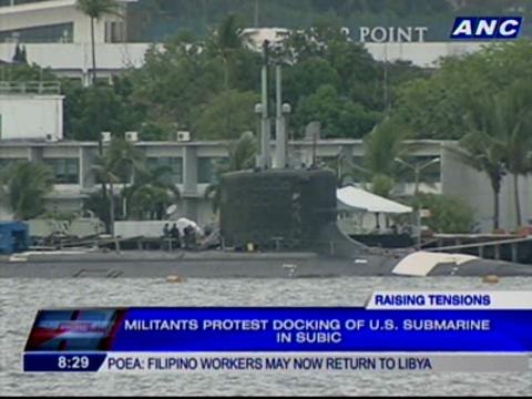 Activists protest docking of US submarine in Subic