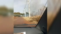 Moradora faz imagens de incêndio ambiental na região do Jardim Veneza