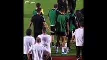 Cristiano Ronaldo with a weird recation to a fan invading Juventus training.