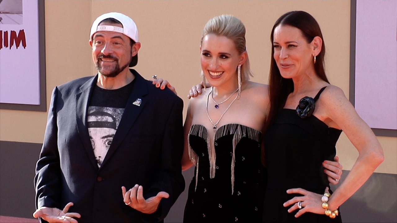 Kevin Smith, Harley Quinn Smith, Jennifer Schwalbach Smith "Once Upon a Time in Hollywood" World Premiere