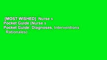 [MOST WISHED]  Nurse s Pocket Guide (Nurse s Pocket Guide: Diagnoses, Interventions   Rationales)