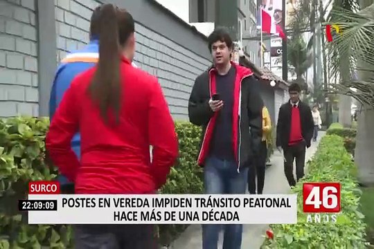 Surco: postes impiden la libre circulación de peatones