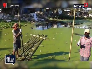 अगरतला: सफाई के दौरान नाले से मिली पुराने नोटों की गड्डी, देखें VIDEO