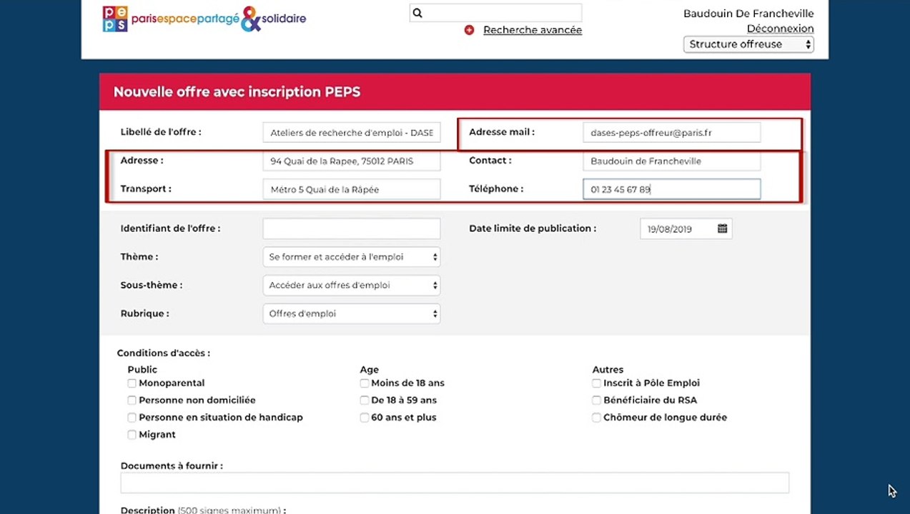 03. Saisir une offre sans inscription